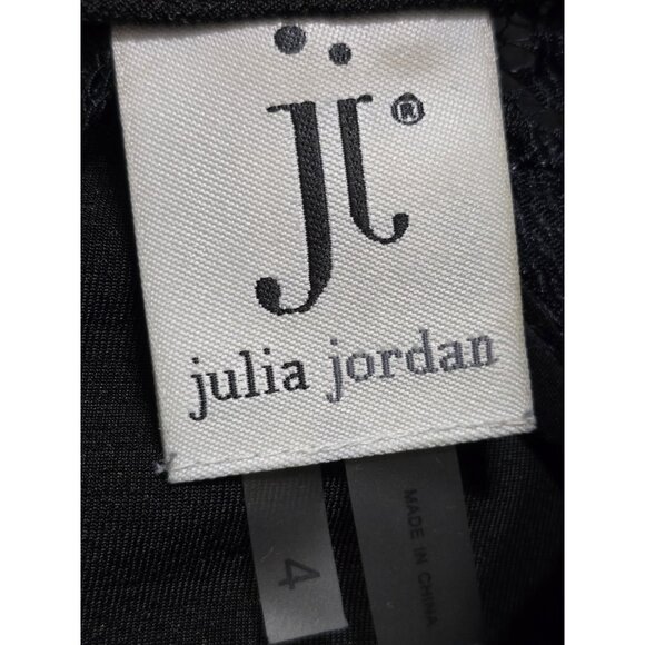 Julia Jordan Womens Black Mini Shift Dress Polka Dot Lace Trim Long Sleeve - Picture 11 of 11